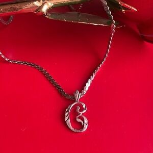 925 Silver Necklace with Initial C, Elegant Silver Initial Necklace.